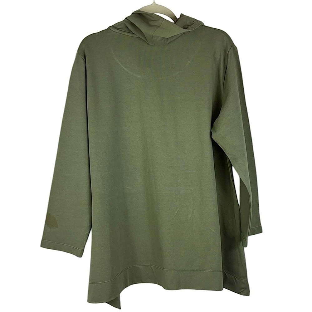 Focus Casual Life popover cowl neck kangaroo pocket long sleeve top Sz M Green - Picture 3 of 11